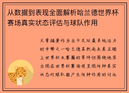 从数据到表现全面解析哈兰德世界杯赛场真实状态评估与球队作用 从数据到表现全面解析哈兰德世界杯赛场真实状态评估与球队作用